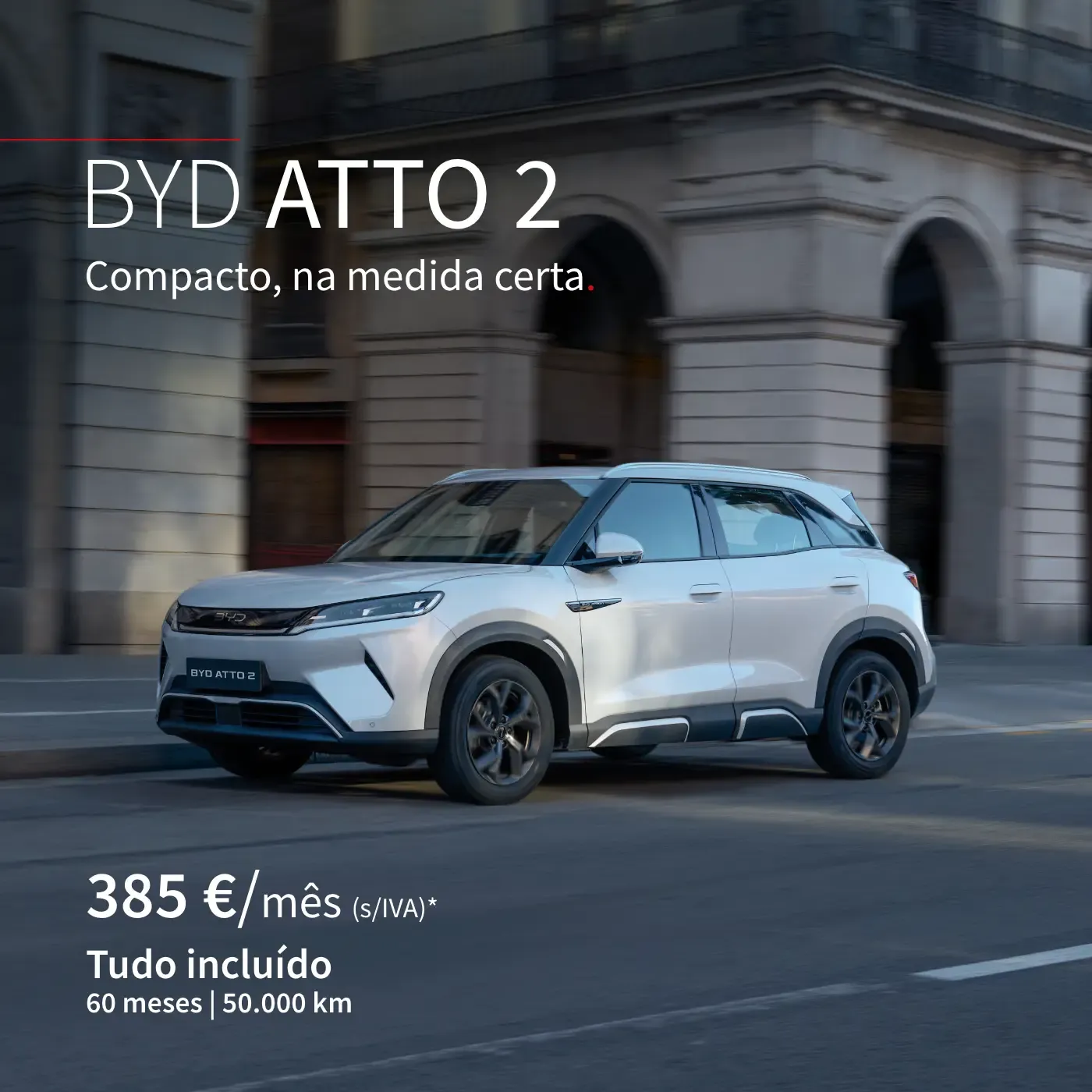 NOVO SUV 100% ELÉTRICO | BYD ATTO 2 | Compacto, na medida certa | Desde 29.990€ TAEG 9,7% Entrada inicial: 9.895€ | BYD ATTO 2 a circular na cidade