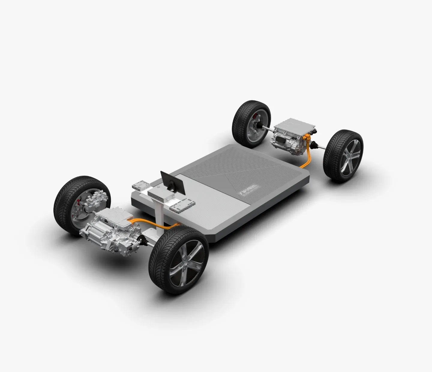Desenho técnico 3D da plataforma e-platform 3.0 do SUV seguro BYD SEAL U